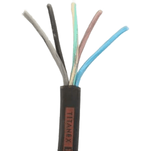 6mm² H07RN-F 5 Core Black Rubber Cable by Titanex