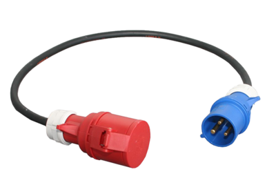 32A 230v Plug to 32A 400v Socket 6mm² H07 Cable