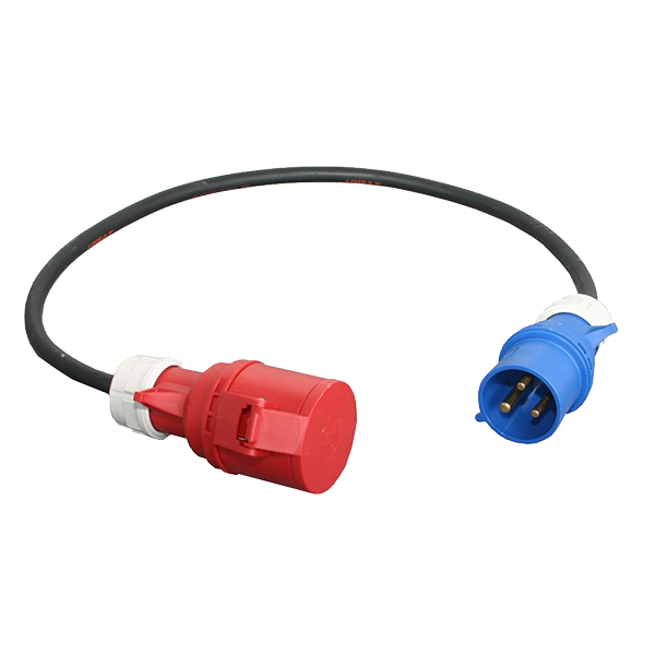 32A 240v Plug to 32A 415v Socket 6mm² H07 Cable